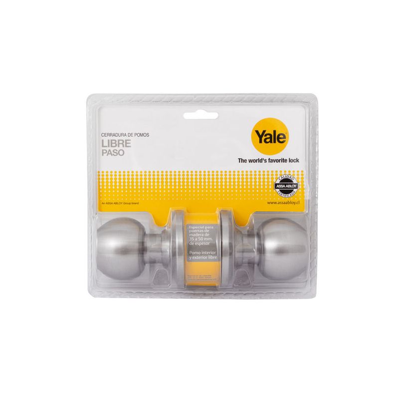 YALE - Cerradura pomo simple paso acero inoxidable