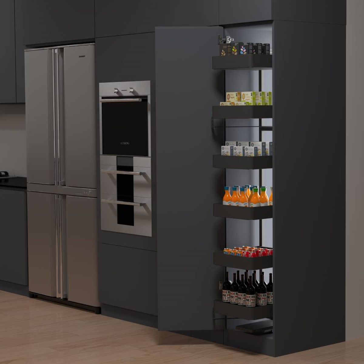 KUTZ - Despensa extraíble 6 cestos para muebles 600 mm antracita