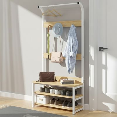 Imagen 2 del producto Mueble perchero y zapatero Finet color madera con blanco