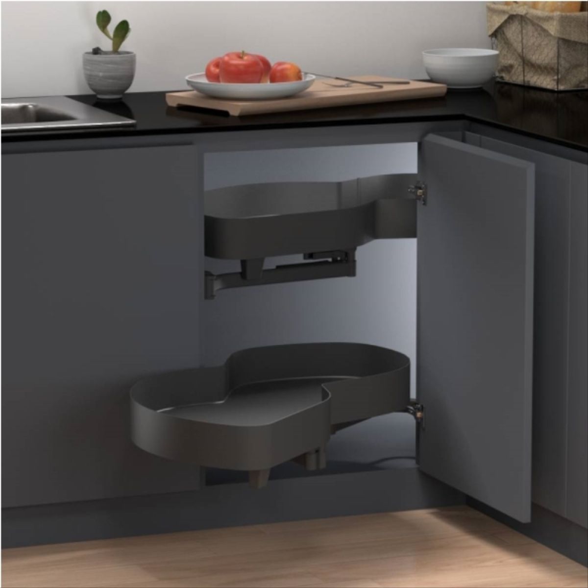 KUTZ - Gemela extraible izquieda para muebles antracita 900mm