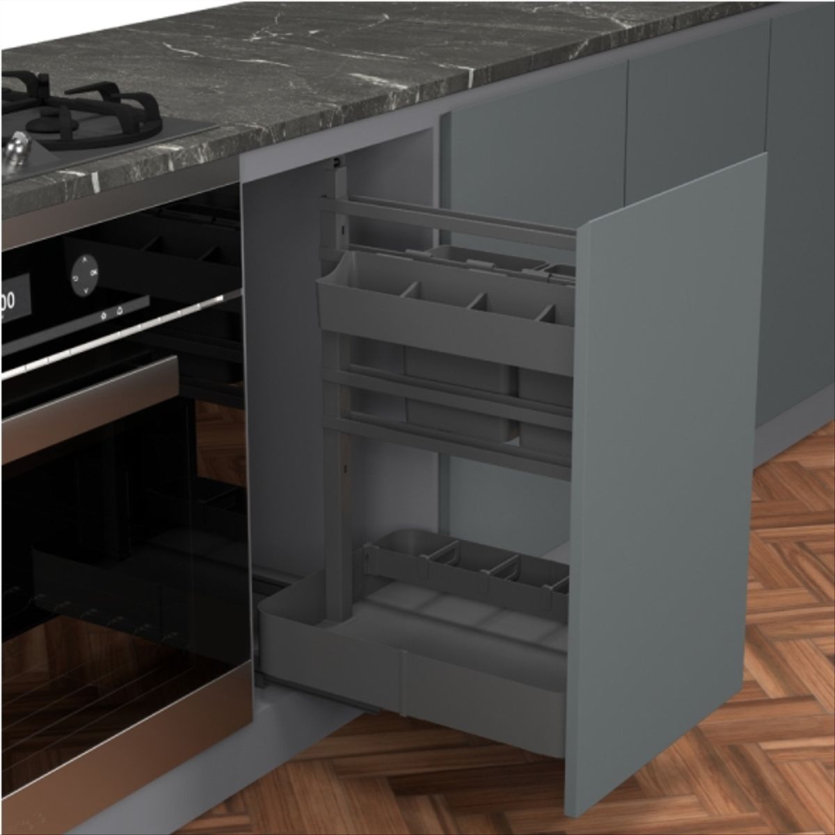 KUTZ - Cesta extraible cierre suave multiuso para muebles 35cm antracita