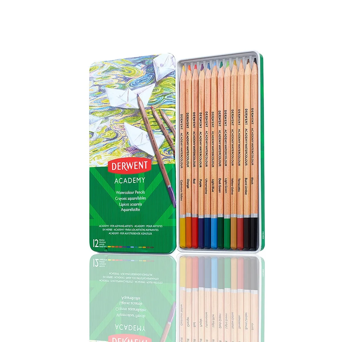 DERWENT - Caja de Lápices Acuarela 12 Colores – Solubles en Agua
