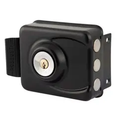 POLI - Cerradura sobreponer reja negra con caja 7400 robbusta