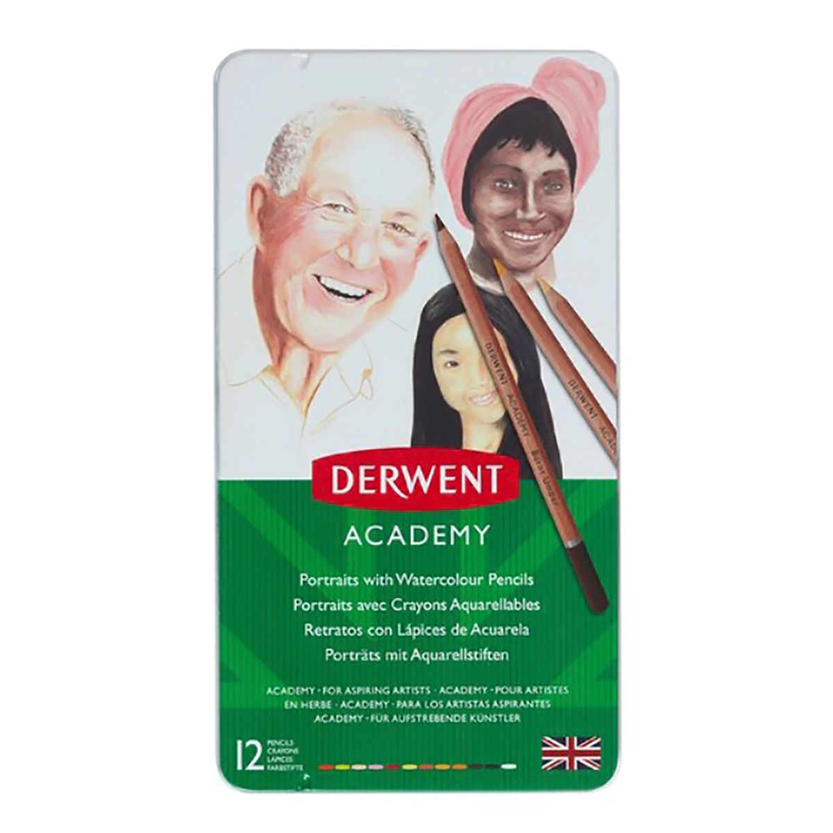 DERWENT - Caja de Lápices Acuarela Skin 12 Colores  – Pigmentos Solubles en Agua