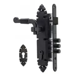 POLI - Cerradura embutida acceso negro manilla reversible rustica