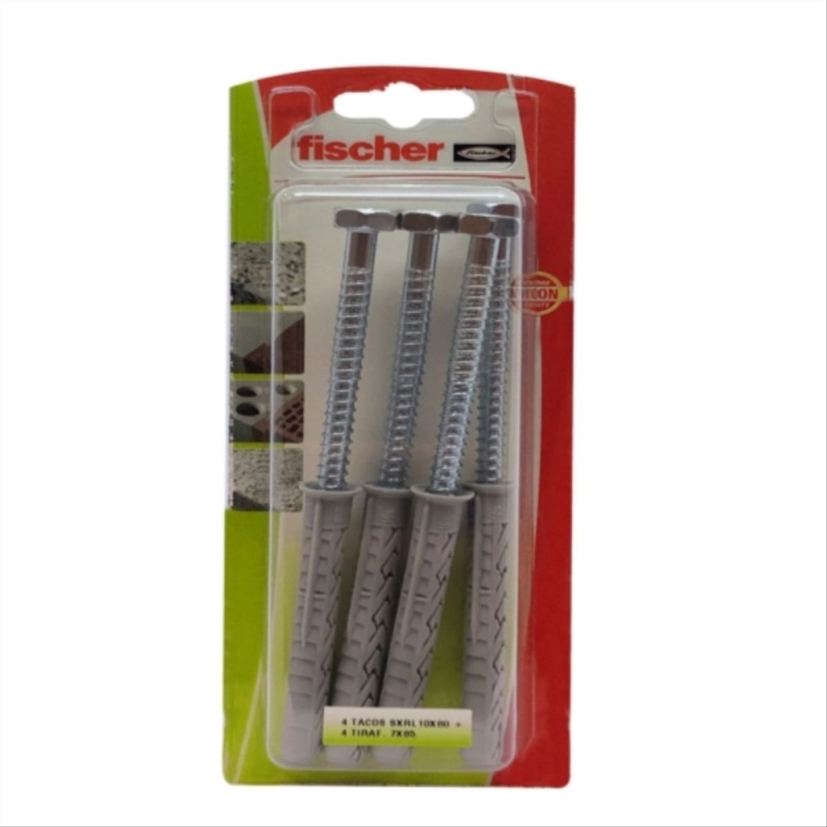 FISCHER - Tarugo Universal SXRL 10x80mm + Tirafondo Hex 85mm  4 unidades