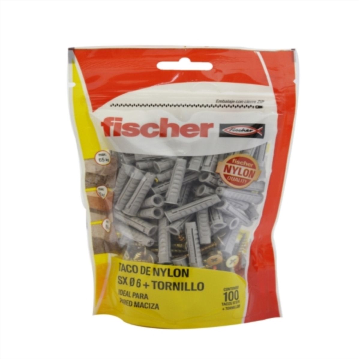 FISCHER - Tarugo Nylon SX6mm + Tornillo 4.5x35mm  100 unidades