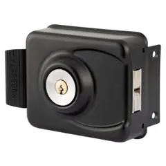 POLI - Cerradura sobreponer reja corredera negra con caja 7300 robbusta