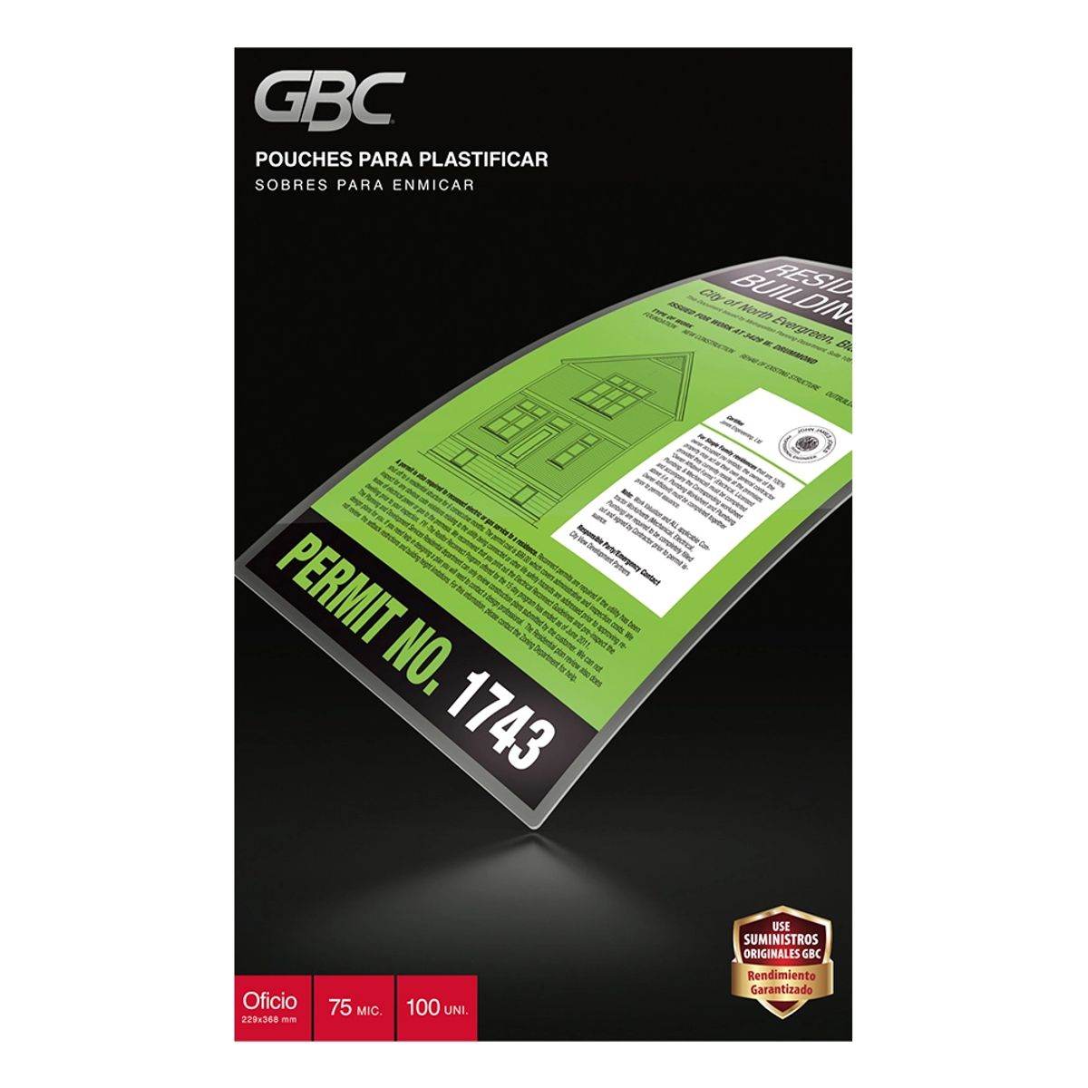 GENERICO - Láminas de Plastificar GBC Oficio 3MIL (75 Mic) – Pack 100 Unidades