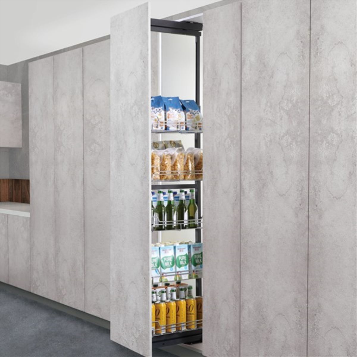 KUTZ - Despensa extraíble para muebles 5 niveles cierre suave 400 mm 50 kg