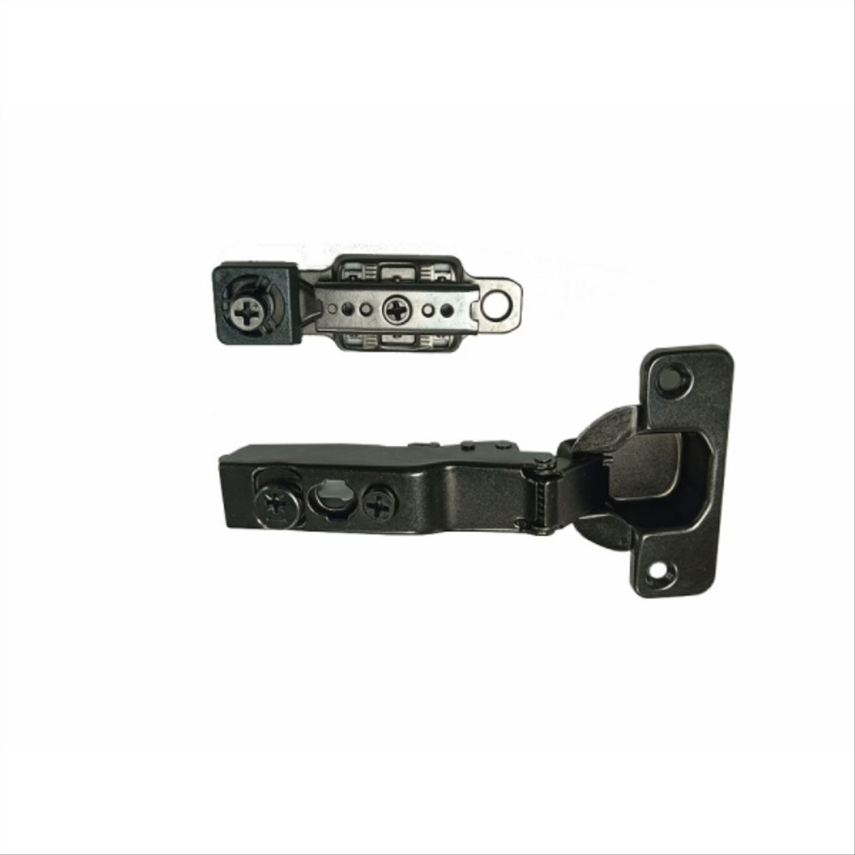 KUTZ - Bisagra recta 35mm cierre suave /3d / base oculta clip 2 unidades negra