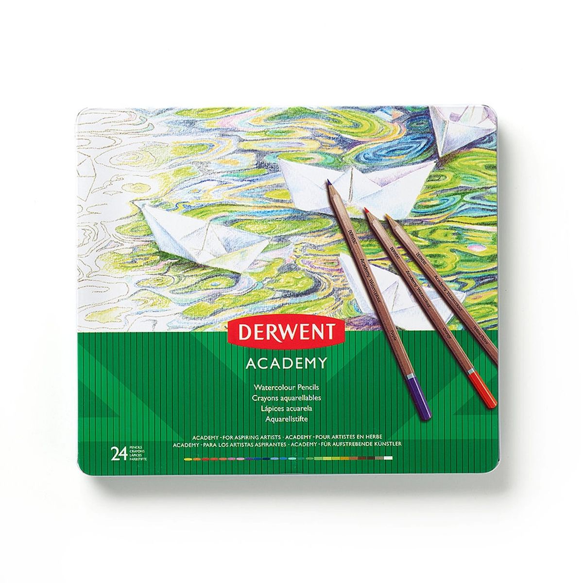 DERWENT - Caja de Lápices Acuarela 24 Colores – Pigmentos Solubles en Agua