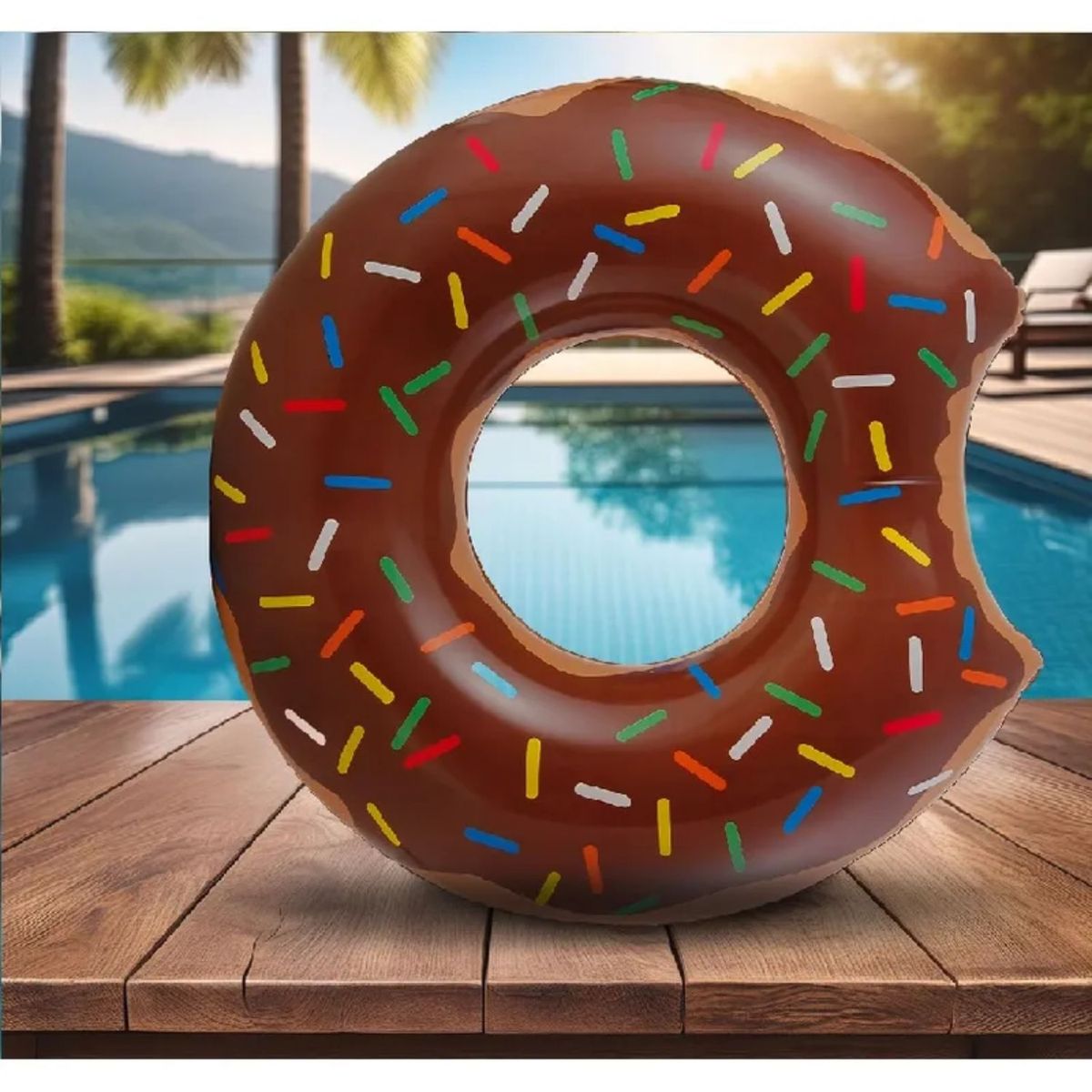 GENERICO - Flotador Gigante Donut Café Diversión en Piscina y Playa