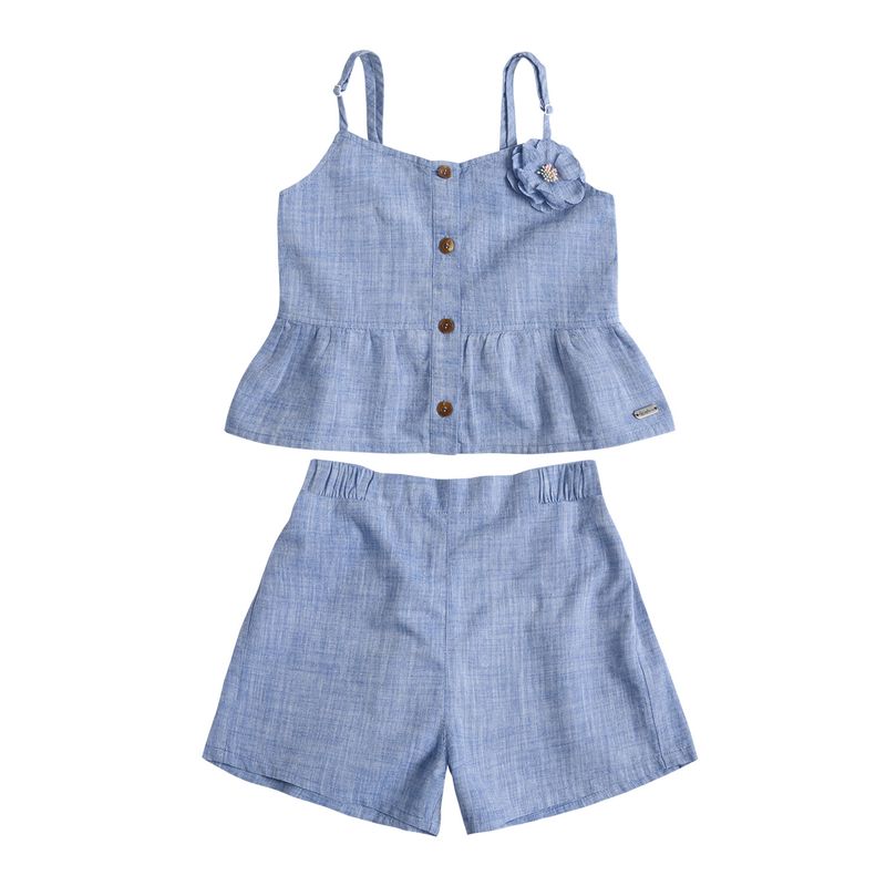 EXCEPTION - Conjunto Tela Polera y Short Niña Exception