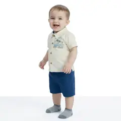 EXCEPTION - Conjunto Camisa y Bermuda Tela Bebé Niño
