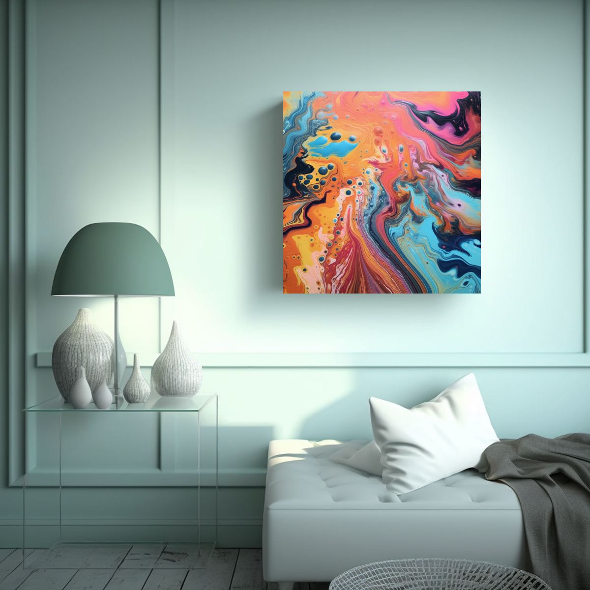 GENERICO - Cuadro Juvenil De Movimiento En Bastidor Tela 100x100 Cm