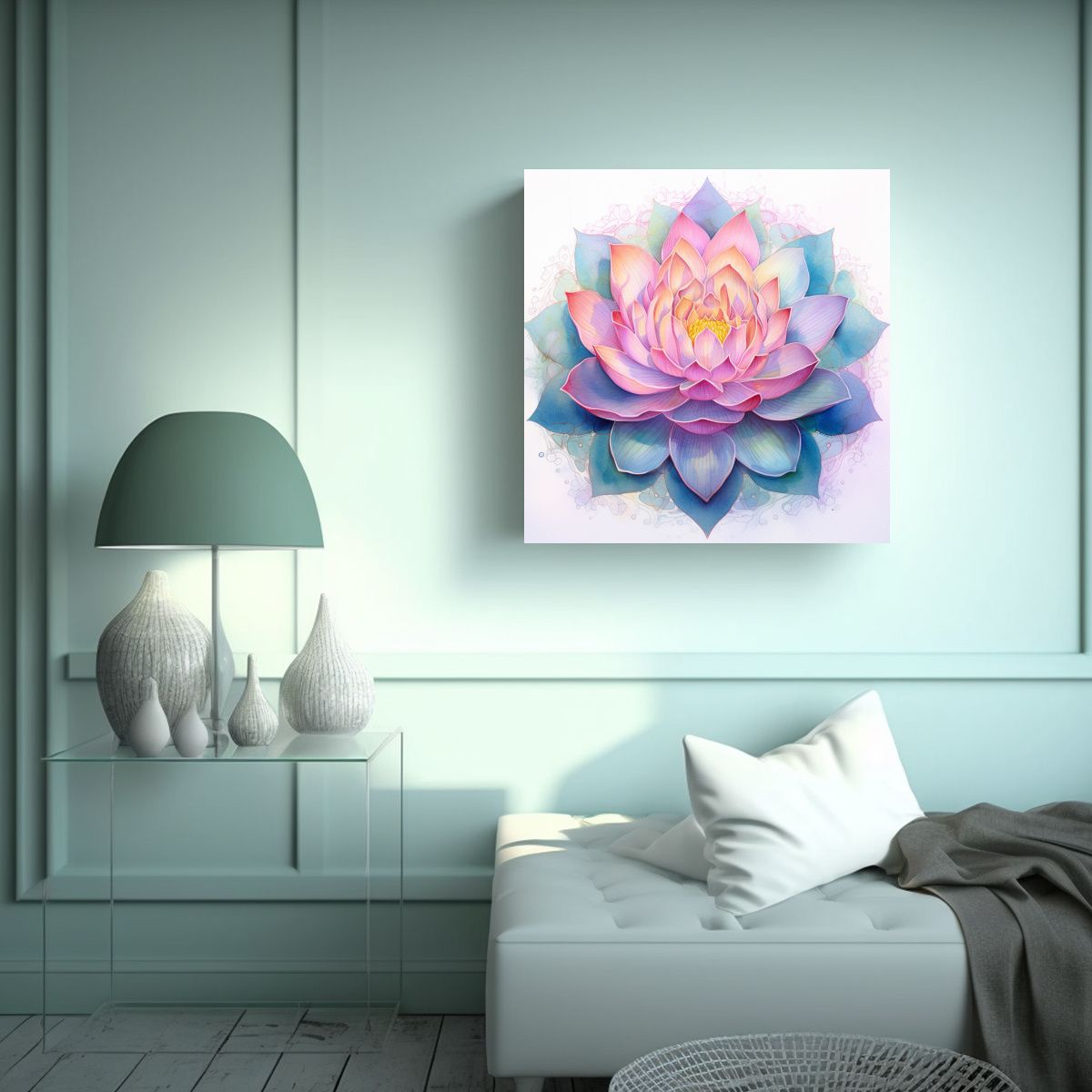 GENERICO - Cuadro Estilo Galería Época De Lotus En 100x100 Cm