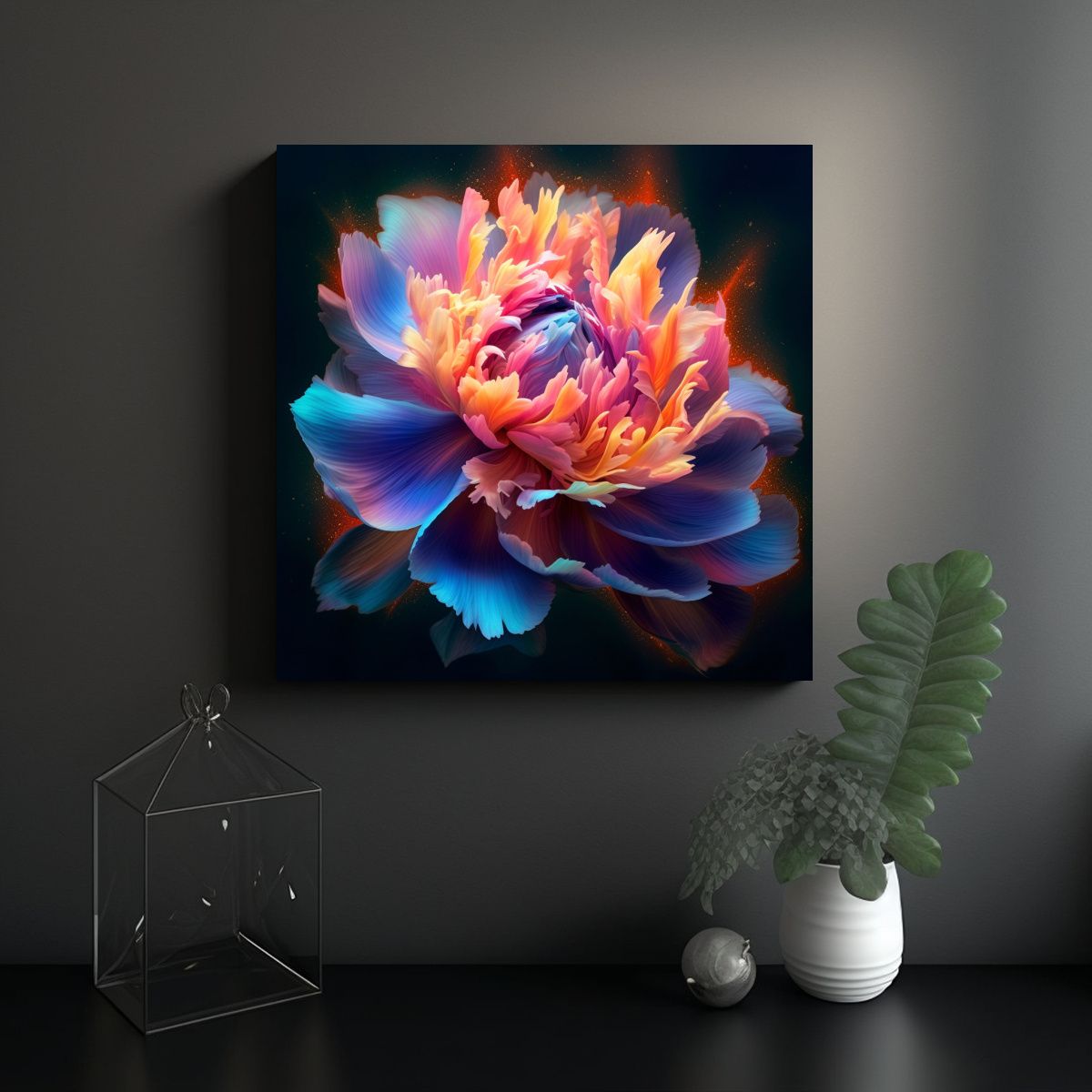 GENERICO - Cuadro Tela Tema Contraste Arte Japonés Vibrante 100x100 Cm