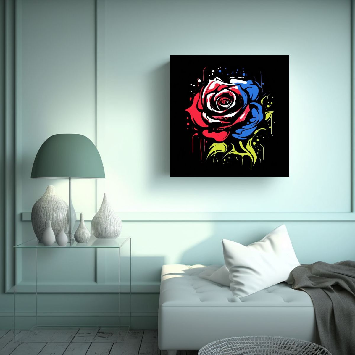 GENERICO - Creatividad En Lienzo Diseño De Rosa En Estilo 100x100 Cm
