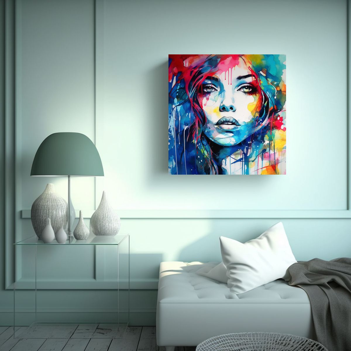 GENERICO - Pintura Decorativa De Chica Elfo Fusionada Con 100x100 Cm