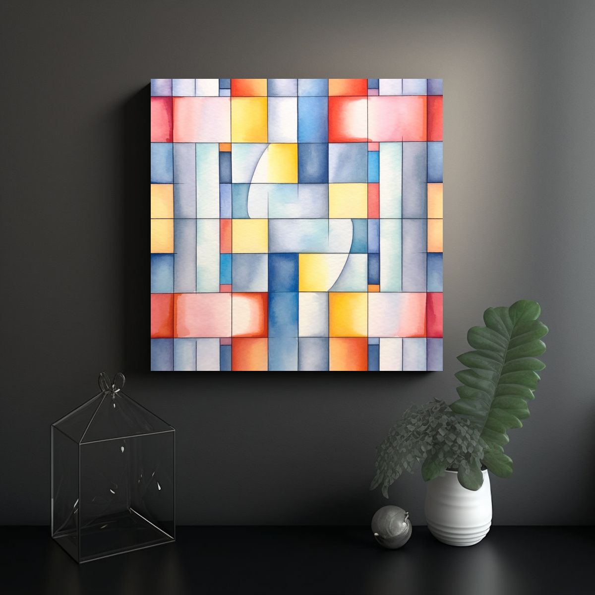 GENERICO - Obra De Arte Moderna Estilo Acuarela Minimalista 100x100 Cm