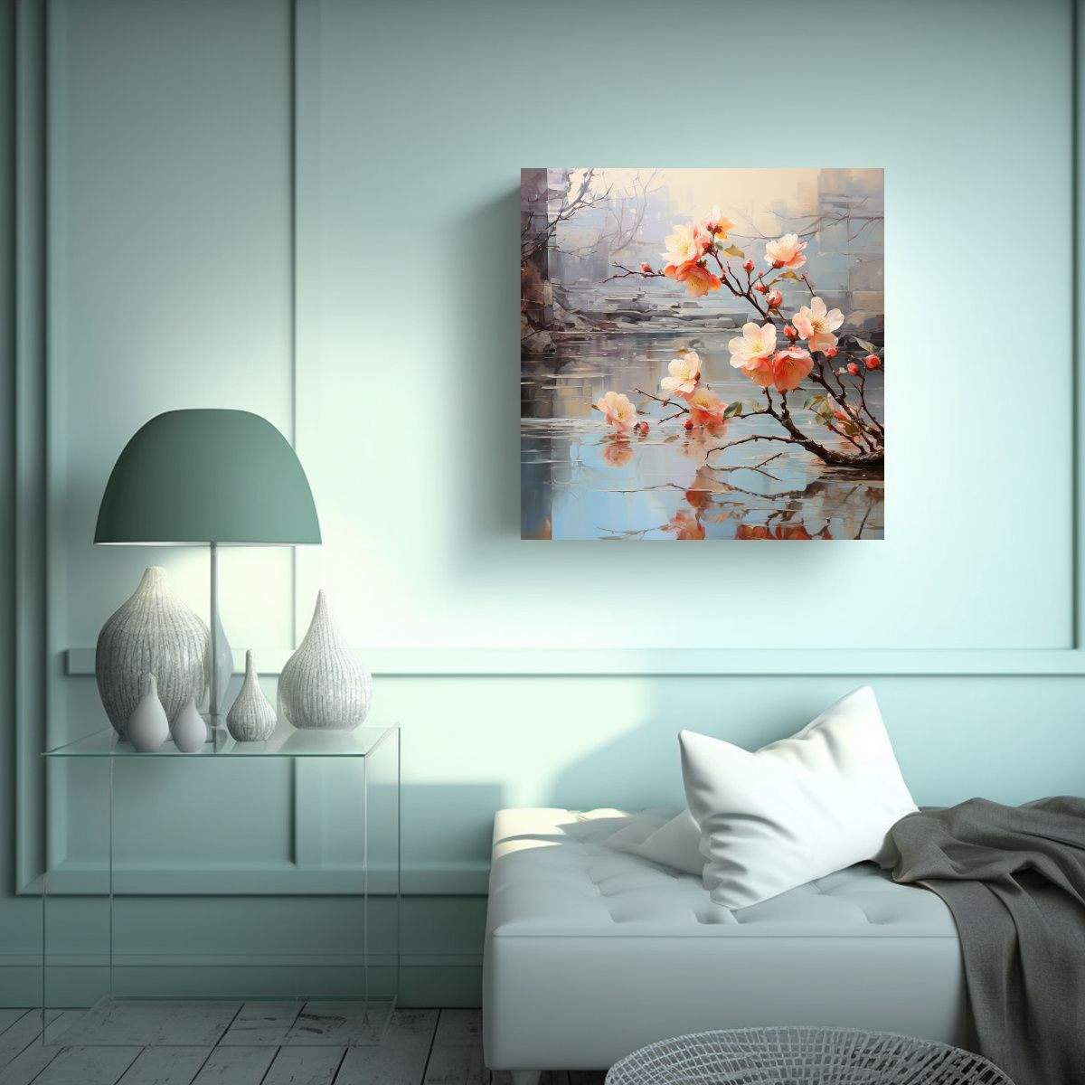 GENERICO - Pintura Abstracta A Peach Tree Con Colores Suaves 100x100 Cm