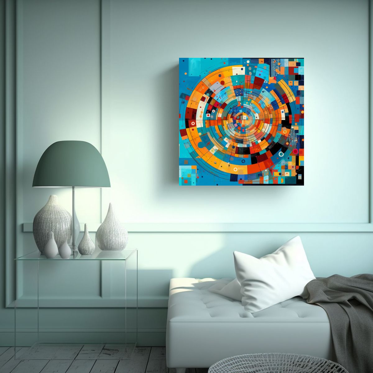 GENERICO - Cuadro De Tela Abstracto Y Colorido Con Formas 100x100 Cm