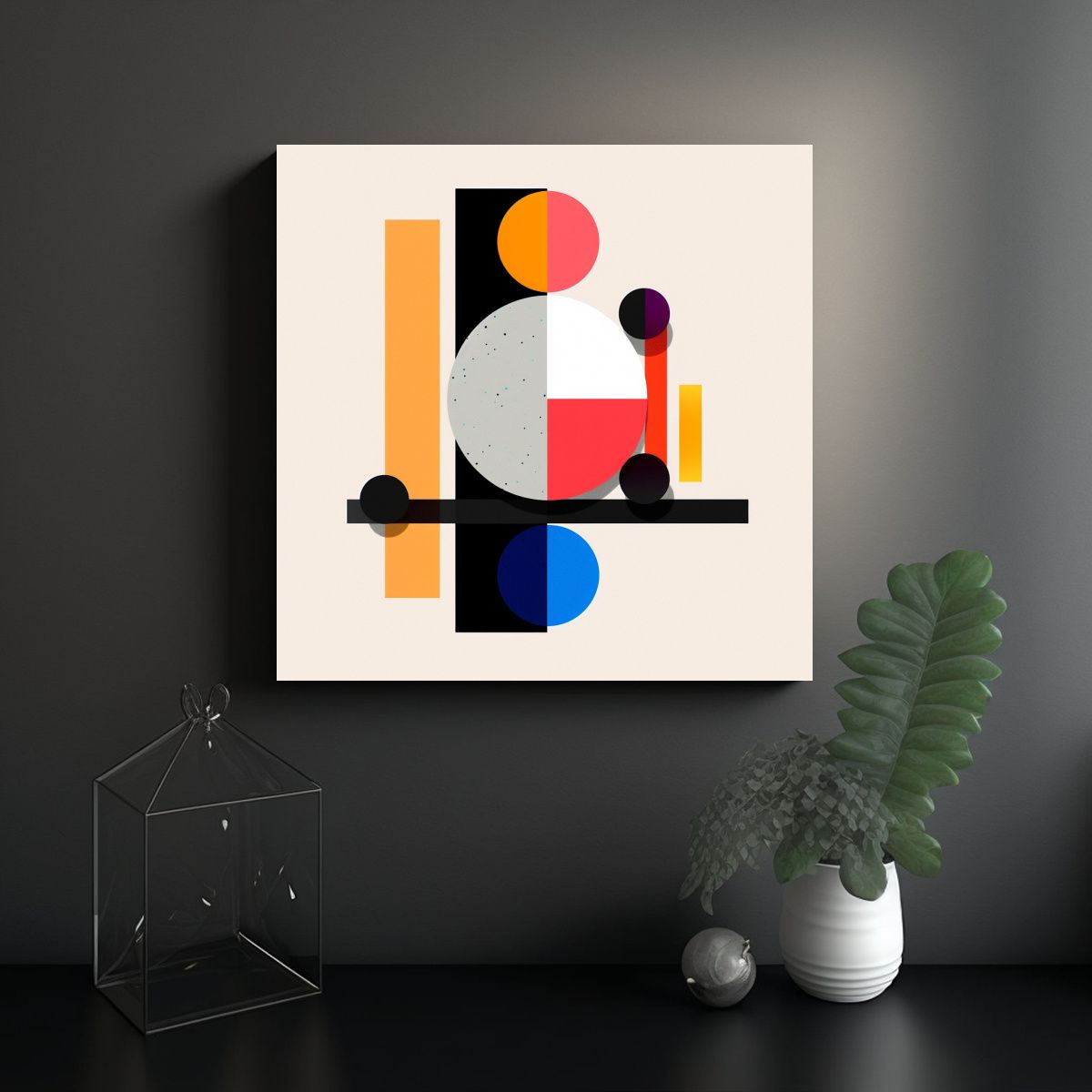 GENERICO - Cuadros Minimalistas Formas Y Colores En Tela 100x100 Cm