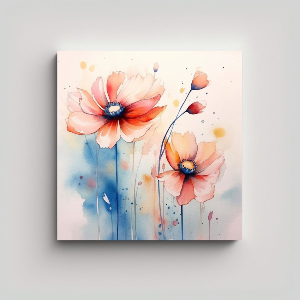 GENERICO - Cuadro Creativo De Flores Simples En Acuarela 100x100 Cm