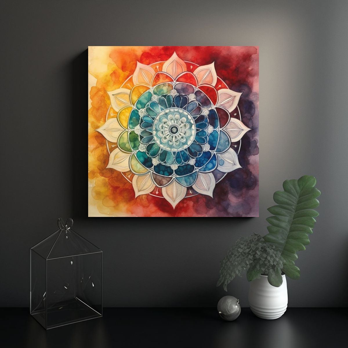 GENERICO - Cuadro Mandala Inspirado En Los Siete Chakras 100x100 Cm