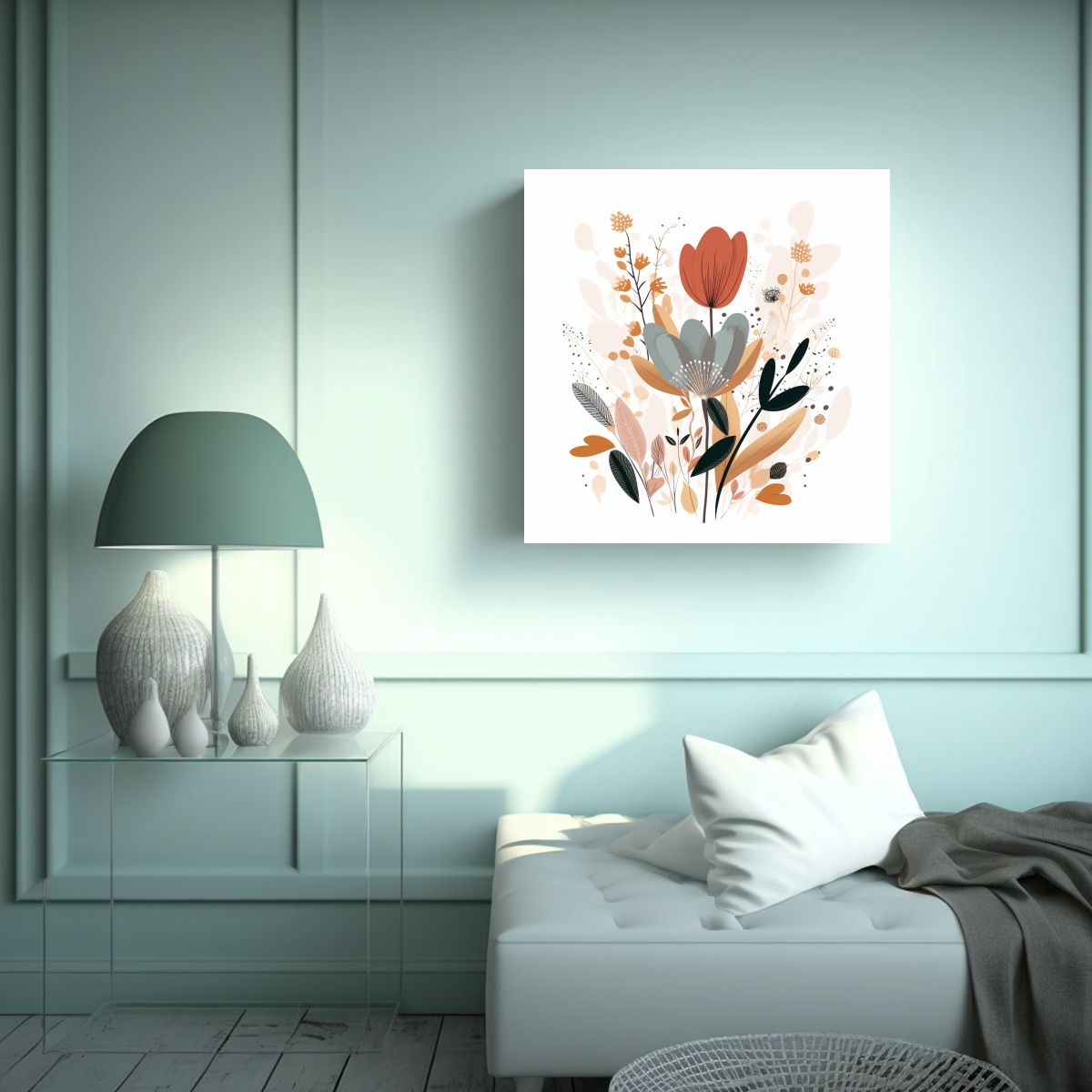GENERICO - Cuadro Moderno Boho Botánico Minimalista En 100x100 Cm