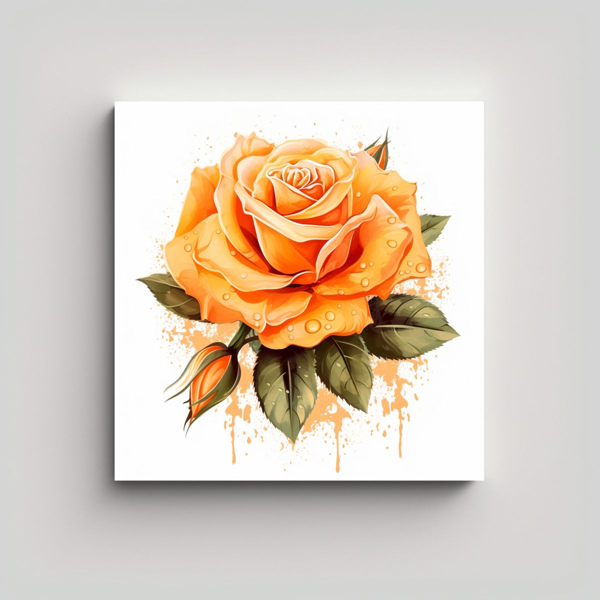 GENERICO - Cuadros Decorativos Acuarela Rosa Naranja En 100x100 Cm