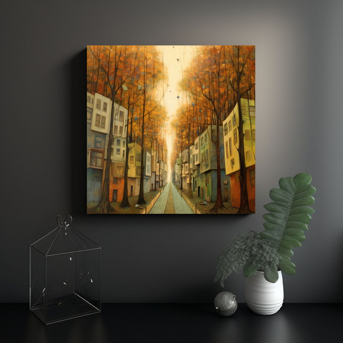 GENERICO - Pintura Calle Con árboles Muy Grandes Y 100x100 Cm