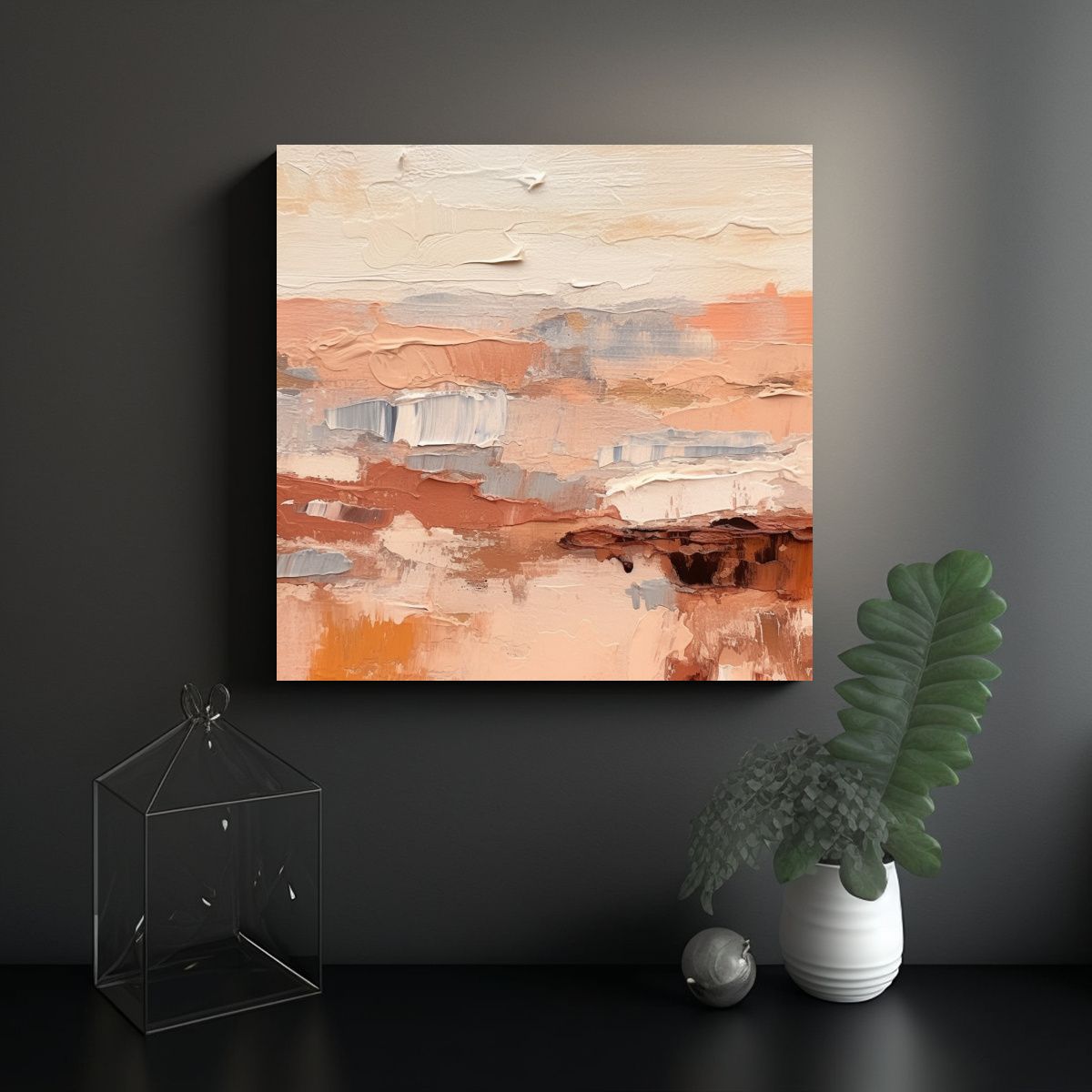 GENERICO - Pintura Abstracta Minimalista Del Desierto Sobre 100x100 Cm