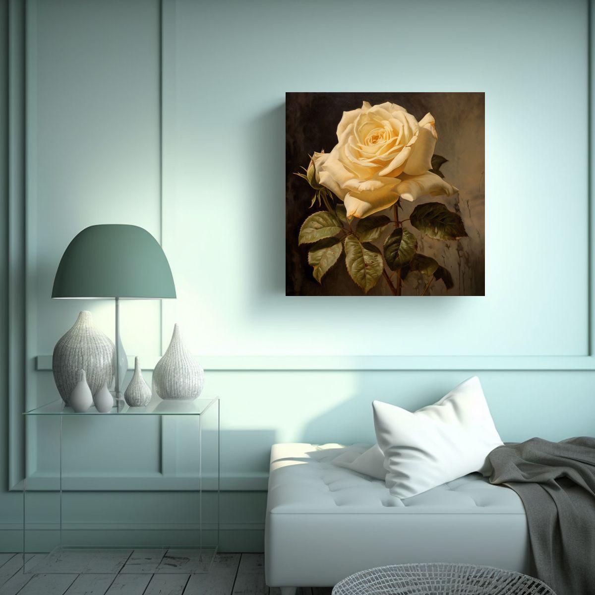 GENERICO - Impresionante Lienzo Abstracto Con Flores Vintage 100x100 Cm