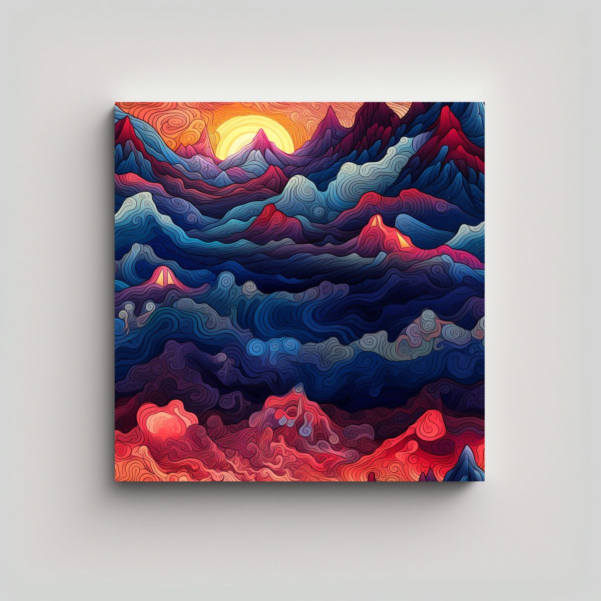 GENERICO - Pintura Surrealista De Montañas En Patrón 100x100 Cm