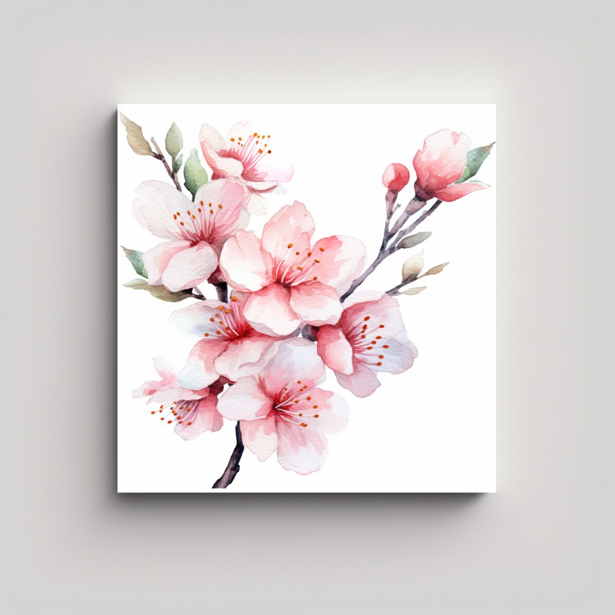 GENERICO - Cuadro HD De Cerezo En Acuarela Suave Arte De 100x100 Cm