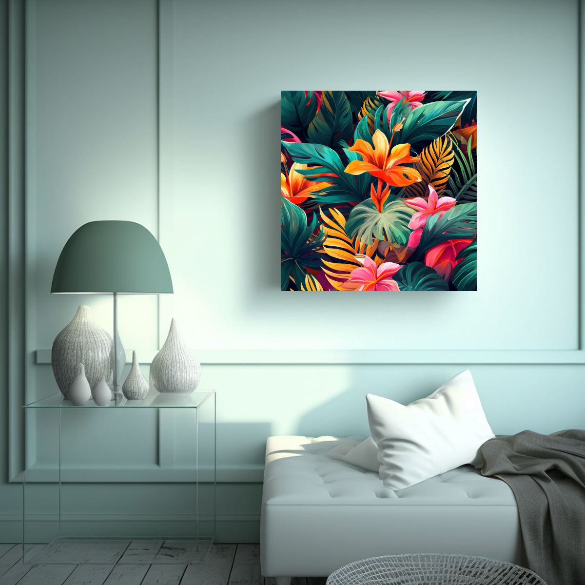 GENERICO - Vintage Street Art Tropicana Lienzo Ilustración 100x100 Cm