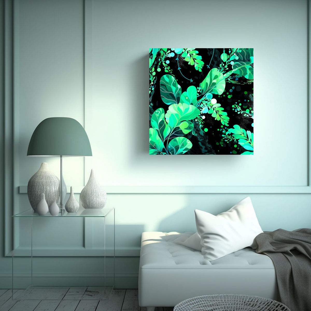 GENERICO - Tela Vanguardia Comedor Verde Y Turquesa 100x100 Cm