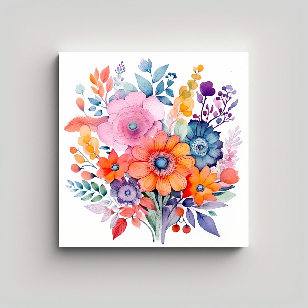 GENERICO - Arte Moderno Sanches Flores Coloridas Pared 100x100 Cm