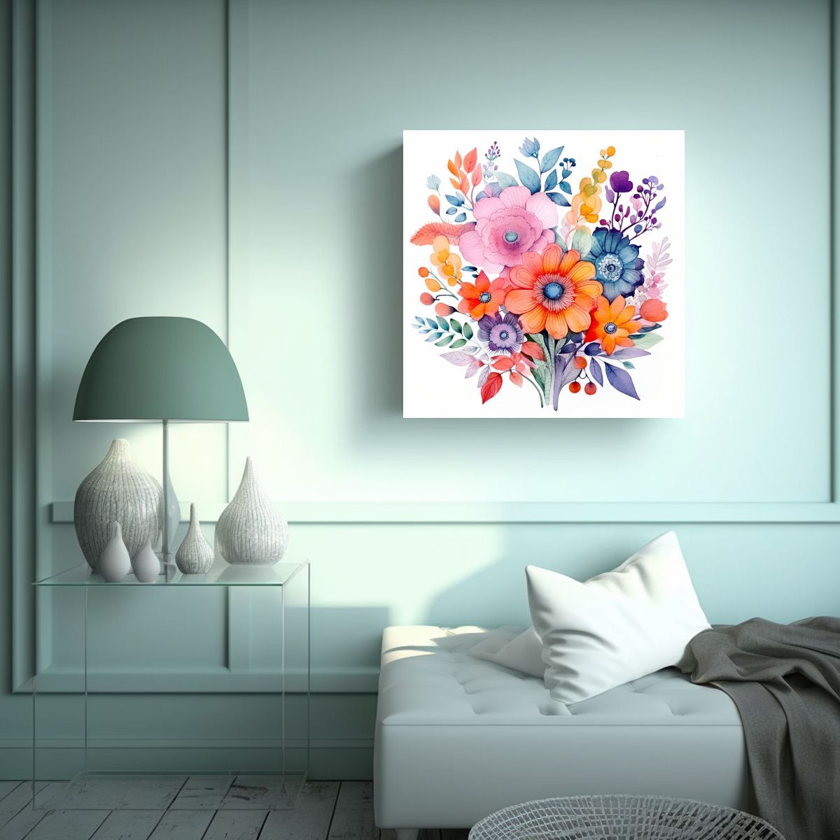 GENERICO - Arte Moderno Sanches Flores Coloridas Pared 100x100 Cm