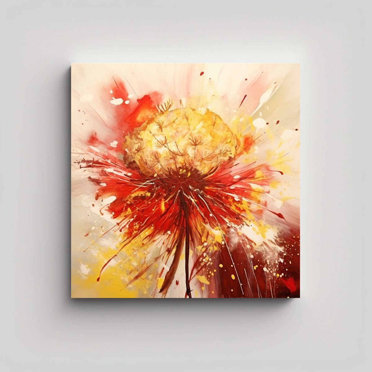 GENERICO - Pintura Abstracta De Flores De Diente De León En 100x100 Cm