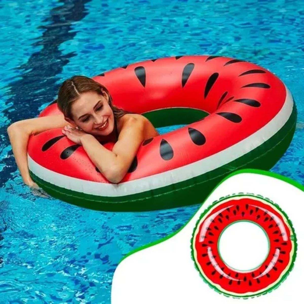 GENERICO - Flotador Gigante Sandía 120cm- Diversión en Piscina y Playa