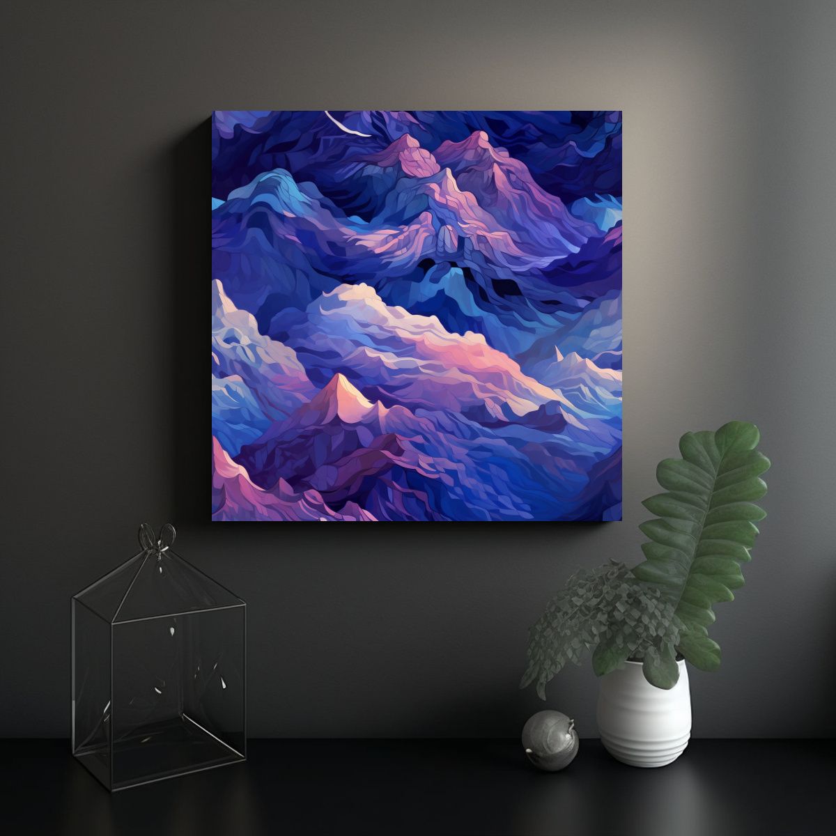 GENERICO - Pintura Decorativa Abstracta De Montañas En 100x100 Cm