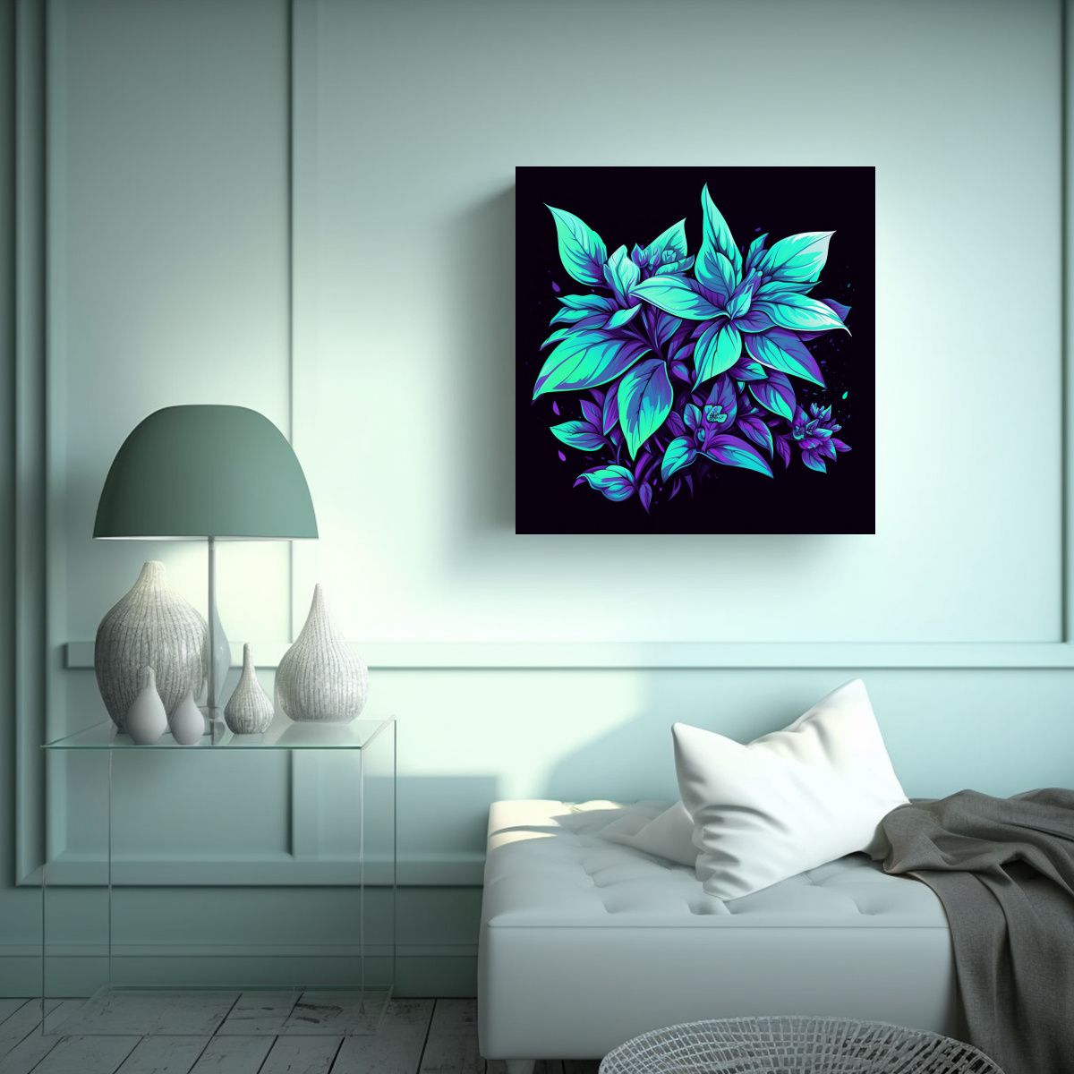 GENERICO - Cuadro Minimalista De Hierbas Basilicas En 100x100 Cm