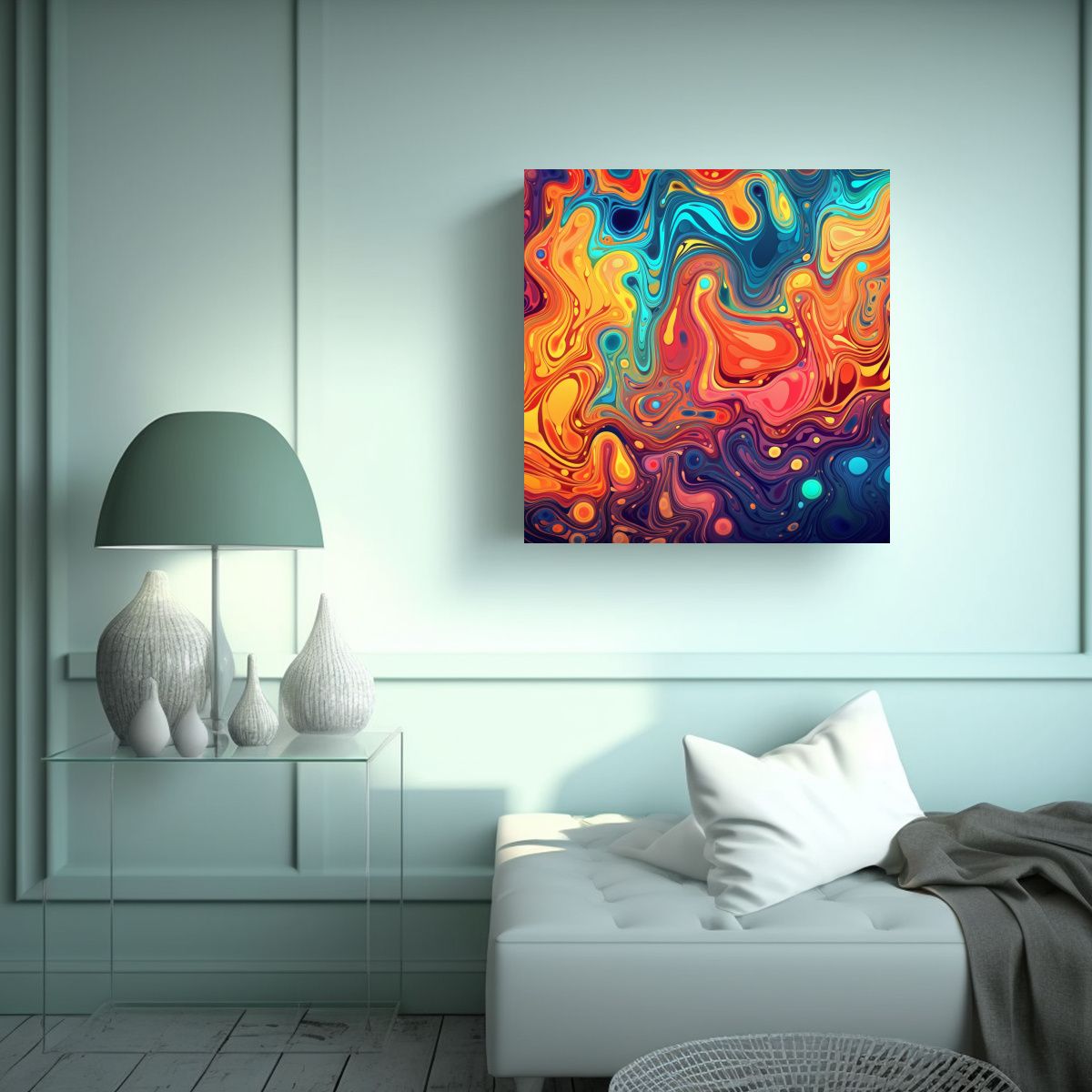 GENERICO - Pintura Decorativa Con Colores Psicodélicos Para 100x100 Cm