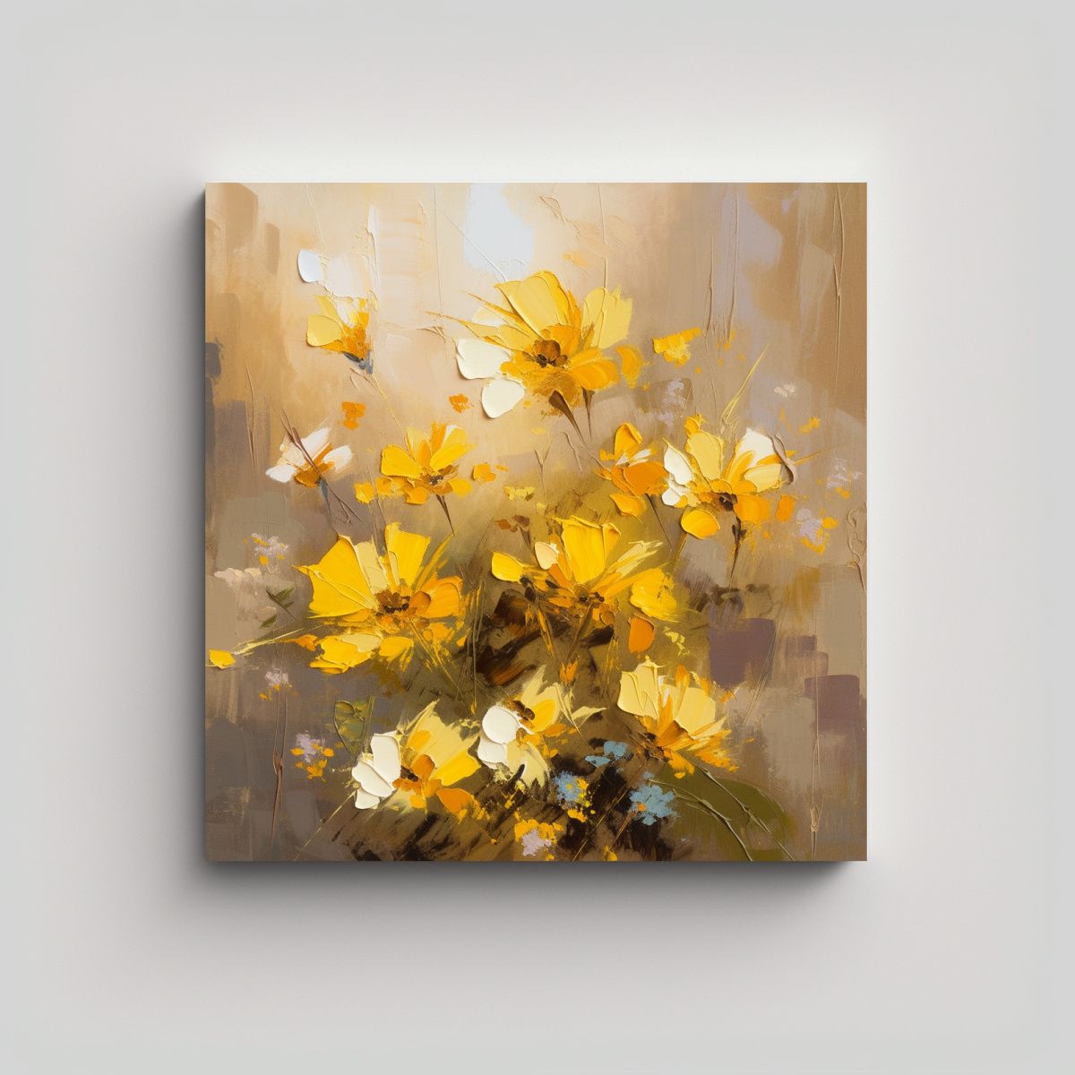 GENERICO - Cuadro De Pared En Acuarela Adorno Amarillo Y 100x100 Cm