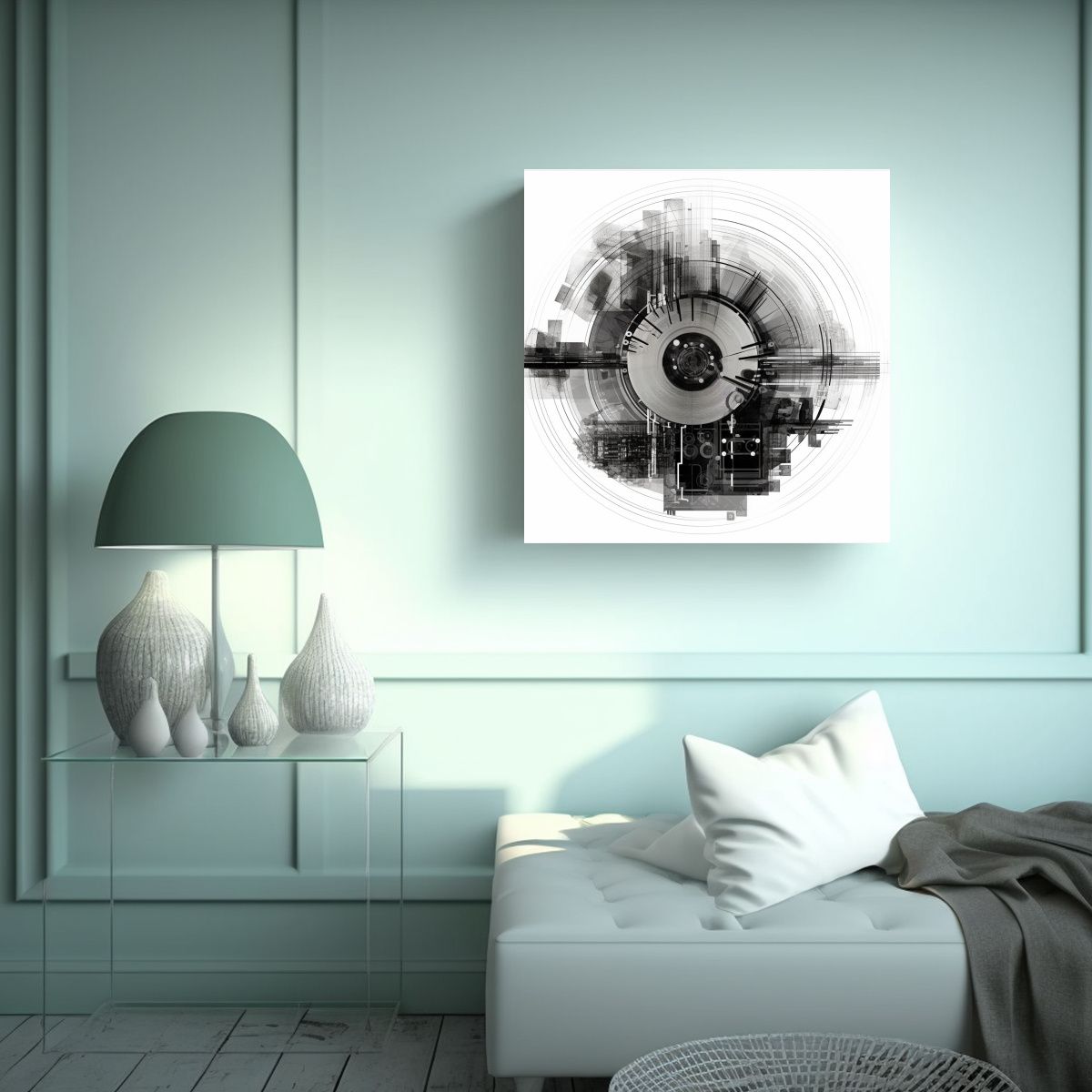 GENERICO - Pinturas Decorativas Generativas En Blanco Y 100x100 Cm