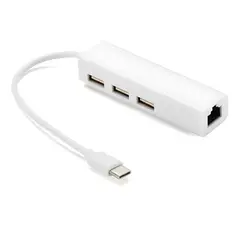 TECNOLAB - Hub USB-C 4 en 1 con 3 Puertos USB Y RJ45 Ethernet - PS