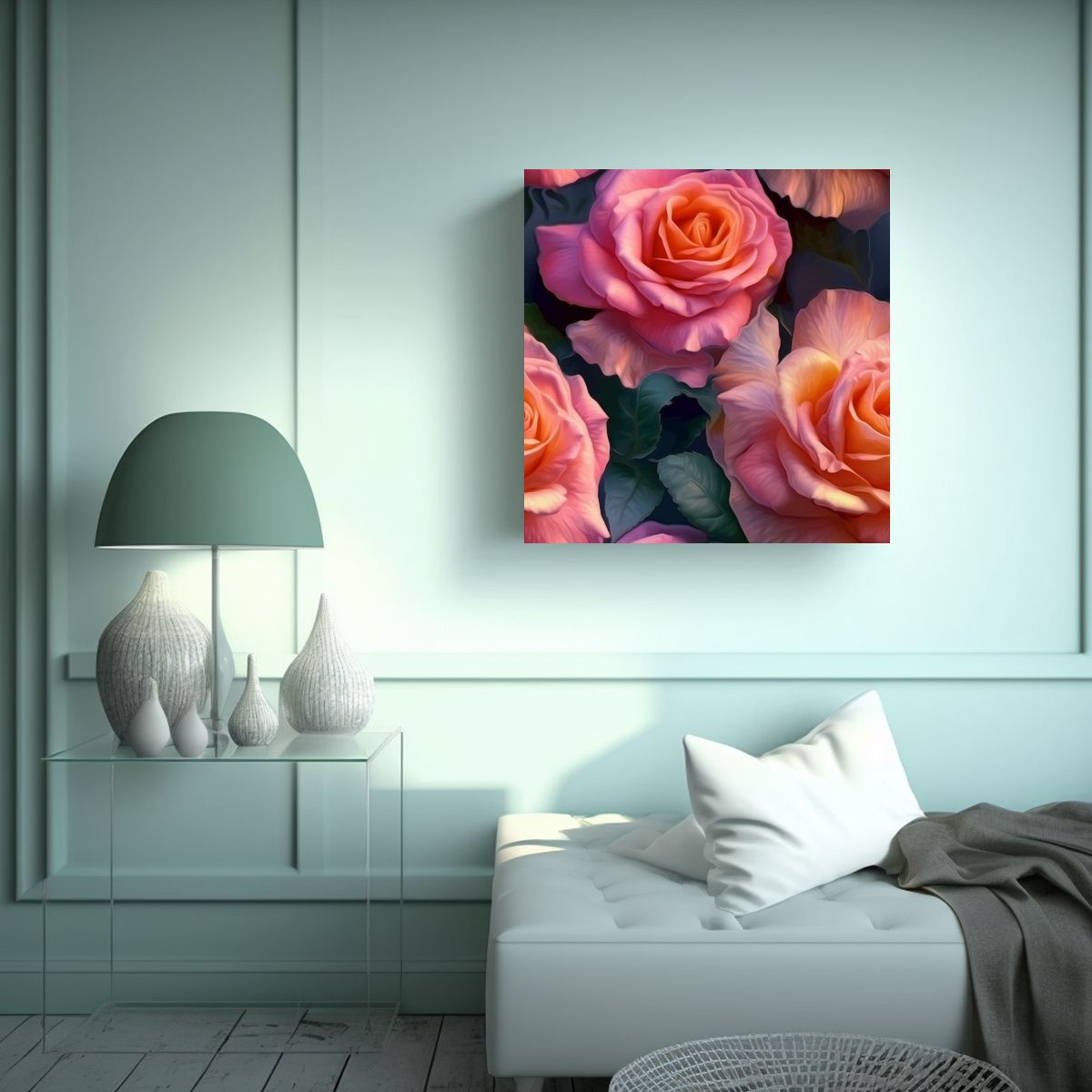 GENERICO - Arte Decorativo De Rosas Brillantes Y Realistas 100x100 Cm